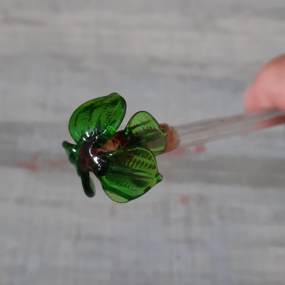 Vintage Hand Blown Art Glass Swizzle Stir Sticks Palm Trees Set of 2 - Picture 13 of 14